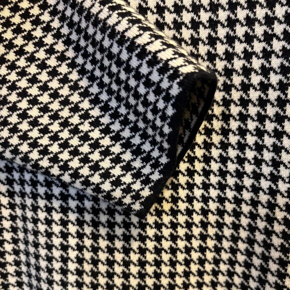Lauren Ralph Lauren Houndstooth Sheath Dress Small Faux Leather Trim Black White - Picture 8 of 10